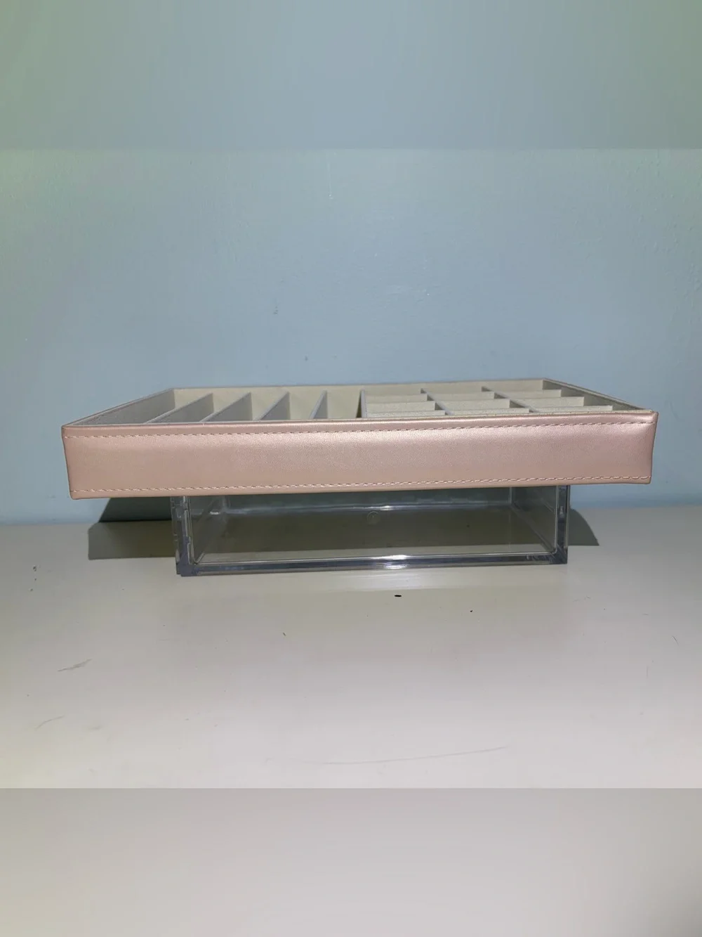 8” x 12” Pink Beige Jewelry Drawer Organizer Tray for Rings Earrings & Bracelets
